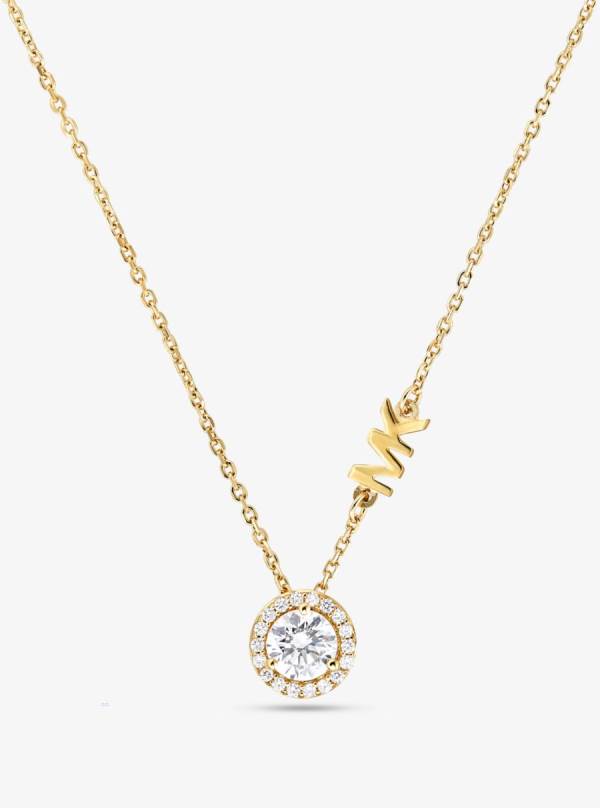 Damske Náhrdelník Michael Kors Precious Metal-Plated Sterling Silver Pavé Halo Zlate - Šperky Michael Kors Nejlevnejsi | XEJCP-9082
